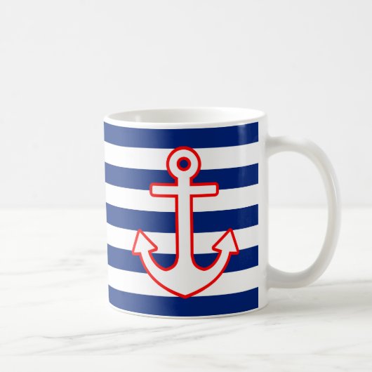 Nautische stijlbevestiging op strepen koffiemok (Rechts)