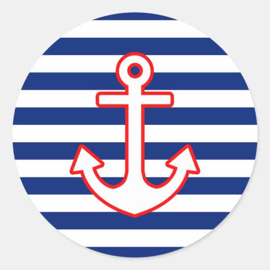 Nautische stijlbevestiging op strepen ronde sticker (Voorkant)