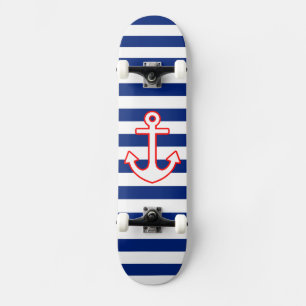 Nautische stijlbevestiging op strepen skateboard