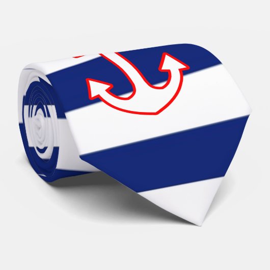 Nautische stijlbevestiging op strepen stropdas (Opgerold)