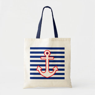 Nautische stijlbevestiging op strepen tote bag
