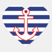 Nautische stijlbevestiging op stripesdek hart sticker (Voorkant)