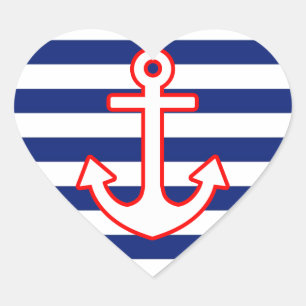 Nautische stijlbevestiging op stripesdek hart sticker