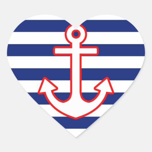 Nautische stijlbevestiging op stripesdek hart sticker (Voorkant)