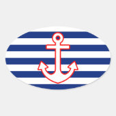 Nautische stijlbevestiging op stripesdek ovale sticker (Voorkant)