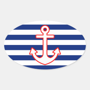 Nautische stijlbevestiging op stripesdek ovale sticker