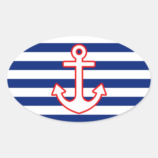 Nautische stijlbevestiging op stripesdek ovale sticker (Voorkant)