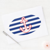 Nautische stijlbevestiging op stripesdek ovale sticker (Envelop)