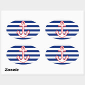 Nautische stijlbevestiging op stripesdek ovale sticker (Vel)
