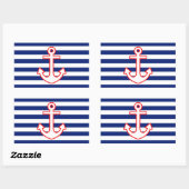 Nautische stijlbevestiging op stripesdek rechthoekige sticker (Vel)