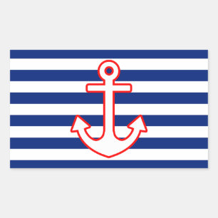 Nautische stijlbevestiging op stripesdek rechthoekige sticker