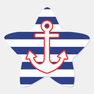 Nautische stijlbevestiging op stripesdek ster sticker