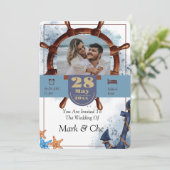 Nautische stijlvolle bruiloft kaart (Staand voorkant)