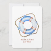 Nautische stijlvolle bruiloft kaart (Achterkant)