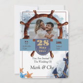 Nautische stijlvolle bruiloft kaart (Voorkant)