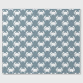 Nautische stoffige blauwe witte krab cadeaupapier (Vlak)