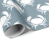 Nautische stoffige blauwe witte krab cadeaupapier (Rol Hoek)
