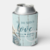 nautische strand aqua blauwe zeeschelp zeesterren  blikjeskoeler (Blikje Voorkant)