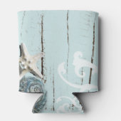 nautische strand aqua blauwe zeeschelp zeesterren  blikjeskoeler (Achterkant)