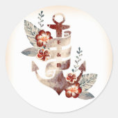 nautische strand bloemanker bruiloft zegel (Voorkant)