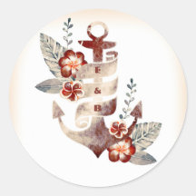 nautische strand bloemanker bruiloft zegel