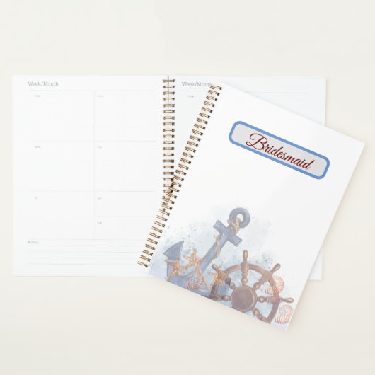 nautische strand bruiloft bruidsmeisje cadeau idee planner (Display)