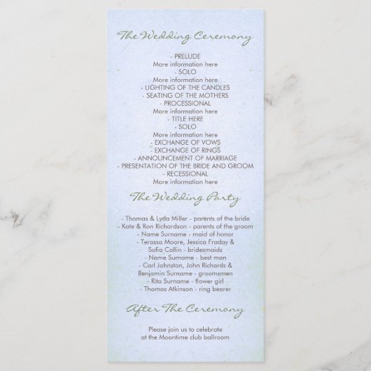 nautische strand bruiloft programma's (Achterkant)