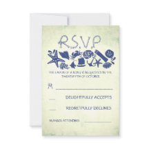 nautische strand bruiloft RSVP kaarten