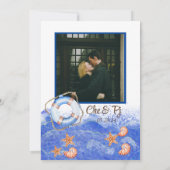 nautische strand bruiloft thema kaart (Achterkant)