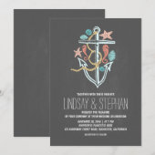 Nautische strand bruiloft uitnodigingen - krijtbor (Voorkant / Achterkant)