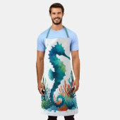 nautische/strand/kust zeepaardje kunst schort (Gedragen)