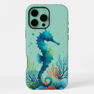 nautische/strand/kust zeepaardjes kunst iPhone 16 pro max hoesje
