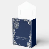 nautische strand wit kant marineblauw bruiloft bedankdoosjes (Geopend)