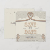 Nautische Strand Zand Hart Knoop Save the Date (Voorkant / Achterkant)