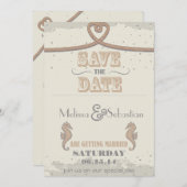 Nautische Strand Zand Hart Knoop Save the Date (Voorkant / Achterkant)
