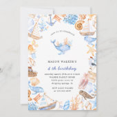 nautische strandkinderen verjaardagsuitnodiging kaart (Voorkant)