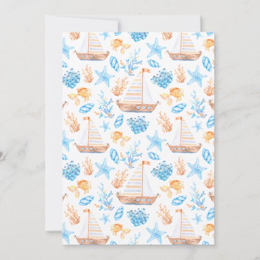 nautische strandkinderen verjaardagsuitnodiging kaart (Achterkant)