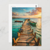 Nautische strandpierboten Kust  Briefkaart (Voorkant / Achterkant)