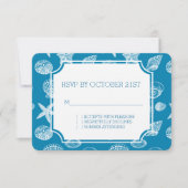 Nautische strandschelpen Aqua White RSVP Kaart (Voorkant)