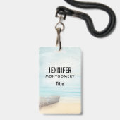 Nautische strandtafereel met roeiboot en visnet badge (Voorzijde met lanyard)