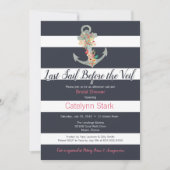 Nautische Streep Bloemenanker Vrijgezellenfeest Kaart (Voorkant)