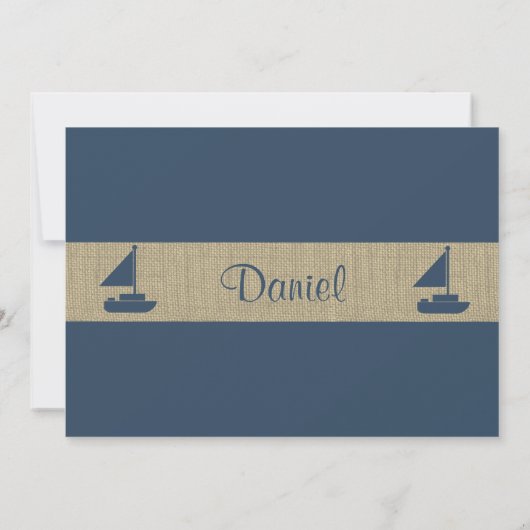 Nautische Streep en Zeilboot Doop Kaart (Achterkant)