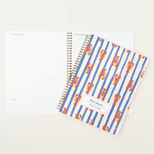 Nautische Streep Kreeft Persoonlijk 2027 Maandelij Planner (Display)