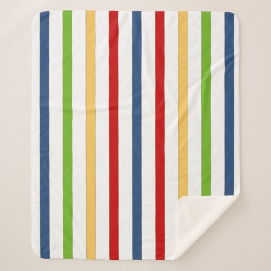 Nautische Streep Sherpa Fleece Deken (Voorkant)