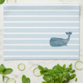 nautische streep voor walvissen theedoek (Gevouwen)