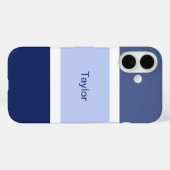 Nautische Strepen Blau en Wit Persoonlijk Case-Mate iPhone Case (Achterkant (horizontaal))
