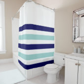 nautische strepen blauw douchegordijn (In situ)