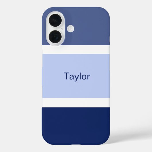 Nautische strepen blauw en wit gepersonaliseerd Case-Mate iPhone case (Achterkant)