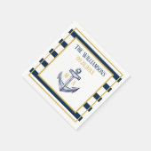 Nautische strepen en anker bruiloft servet (Hoek)