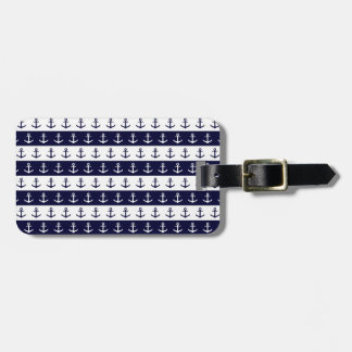 Nautische strepen en ankerpatroon bagagelabel